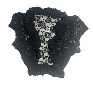 black lace cropped cover up shrug